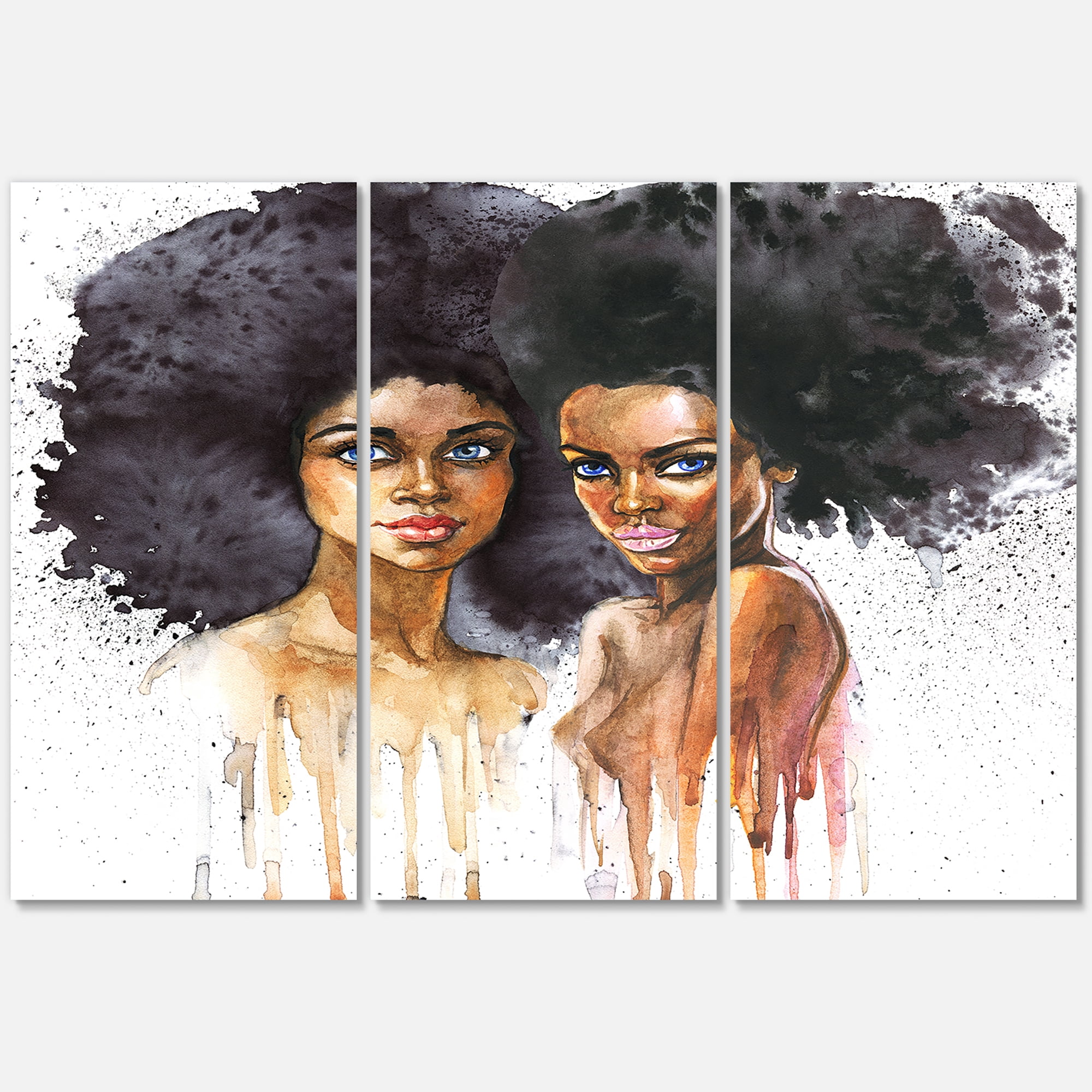 Designart ' Portrait of Two African American Women ' Modern Canvas Wall Art Print