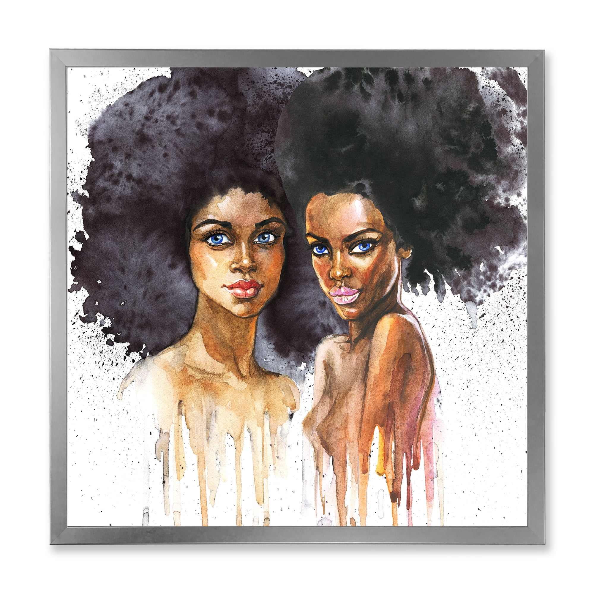Designart 'Portrait of Two African American Women' Modern Framed Art Print