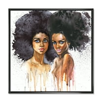 Designart 'Portrait of Two African American Women' Modern Framed Canvas Wall Art Print