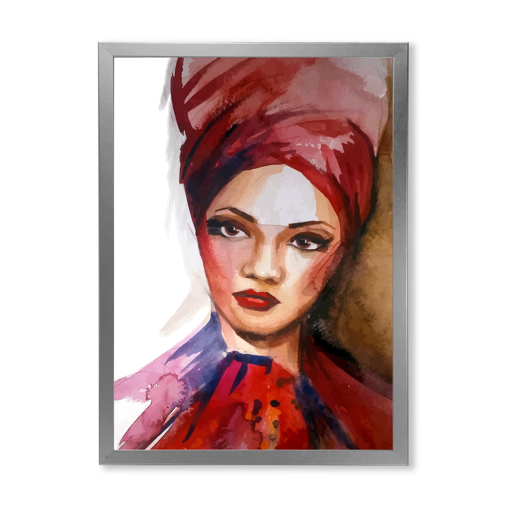 Designart 'Portrait of Young African American Woman I' Modern Framed Art Print