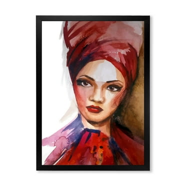 Designart 'Portrait of Young African American Woman I' Modern Framed Art Print