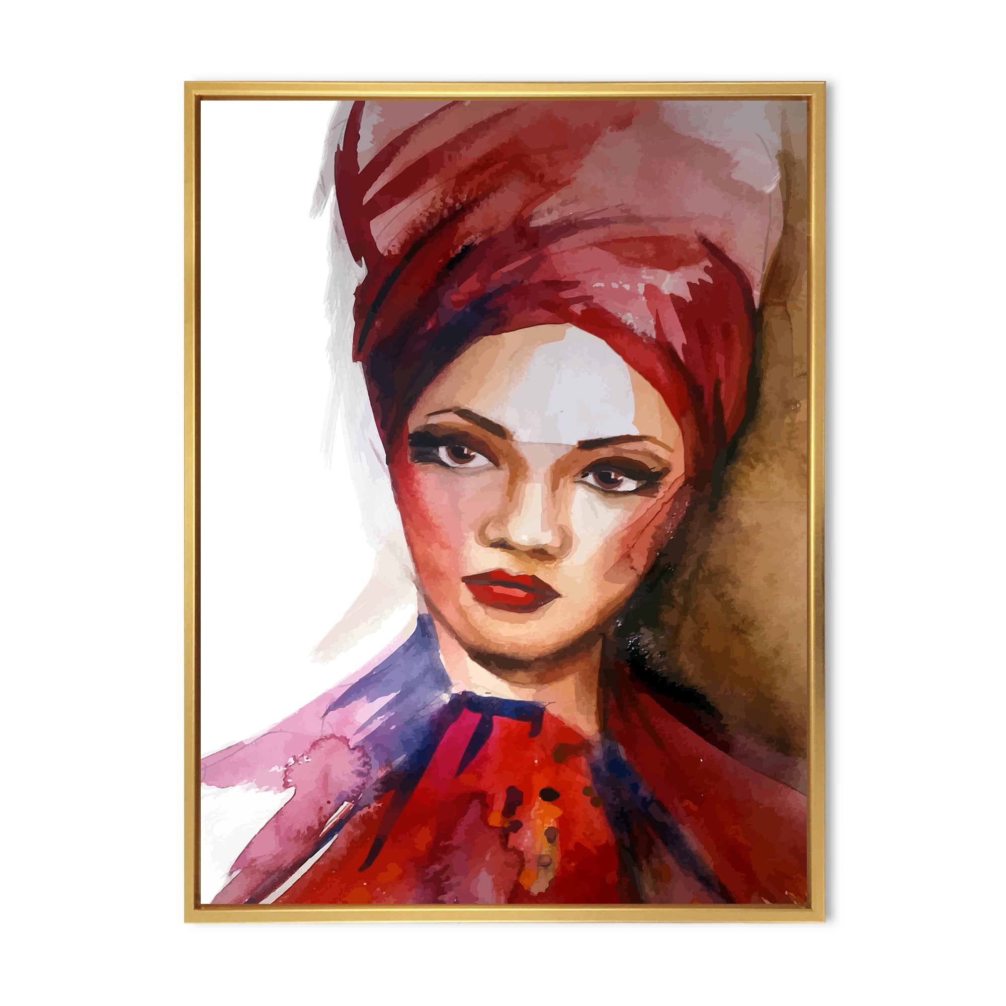 Designart 'Portrait of Young African American Woman I' Modern Framed Canvas Wall Art Print