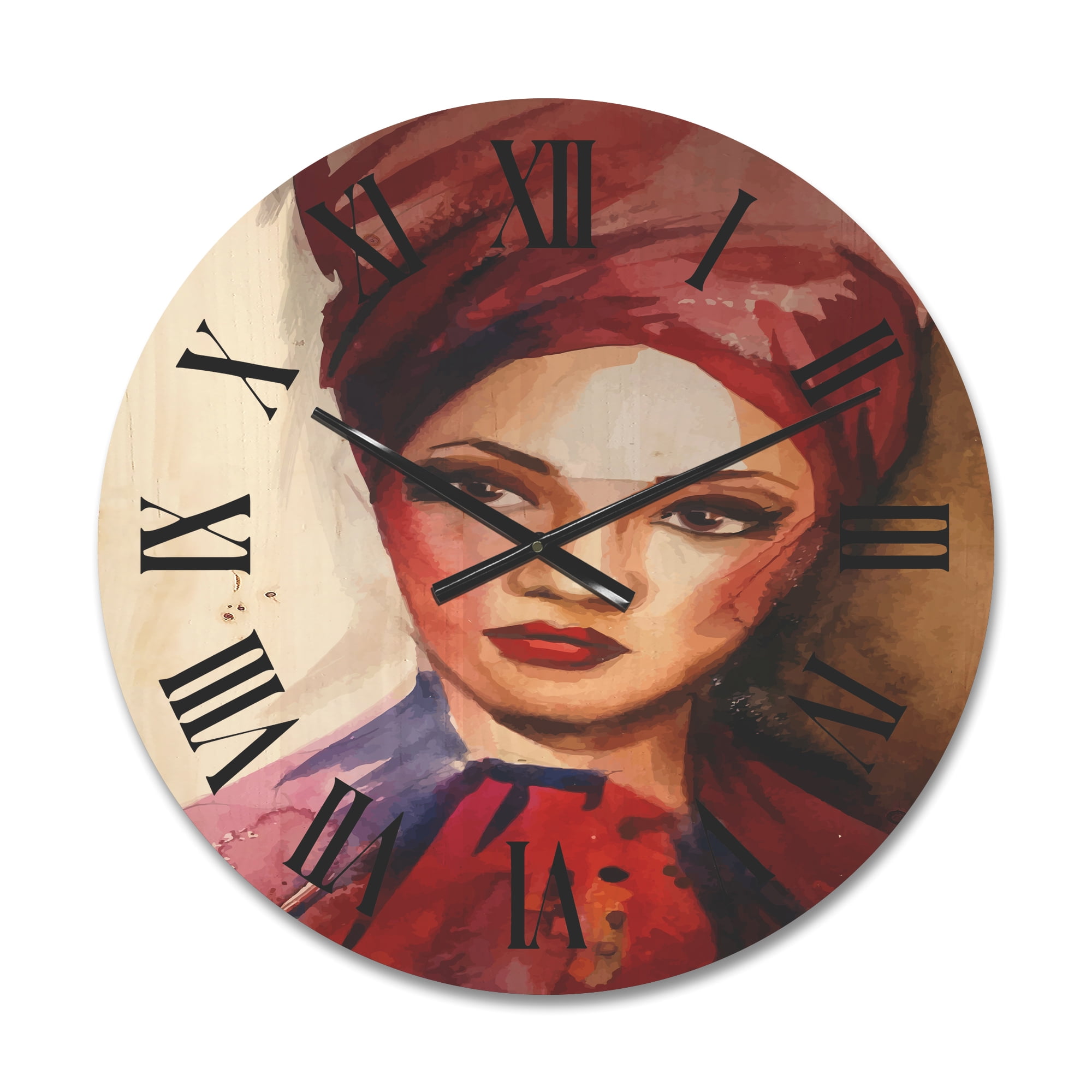 Designart 'Portrait of Young African American Woman I' Modern Wood Wall Clock