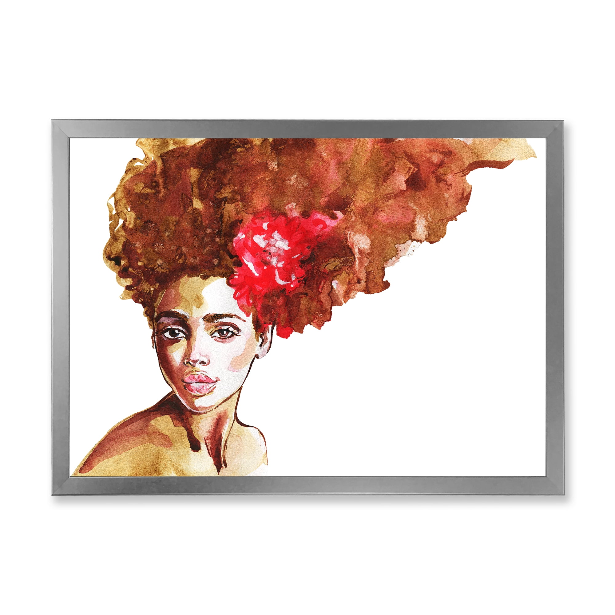 Designart 'Portrait of Young African American Woman II' Modern Framed Art Print