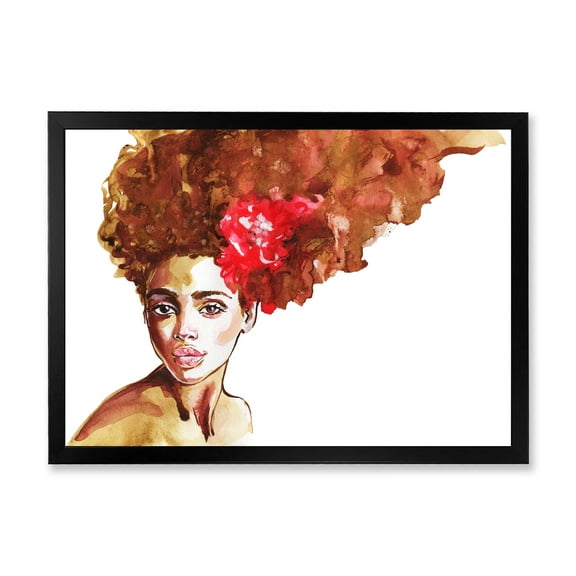 Designart 'Portrait of Young African American Woman II' Modern Framed Art Print