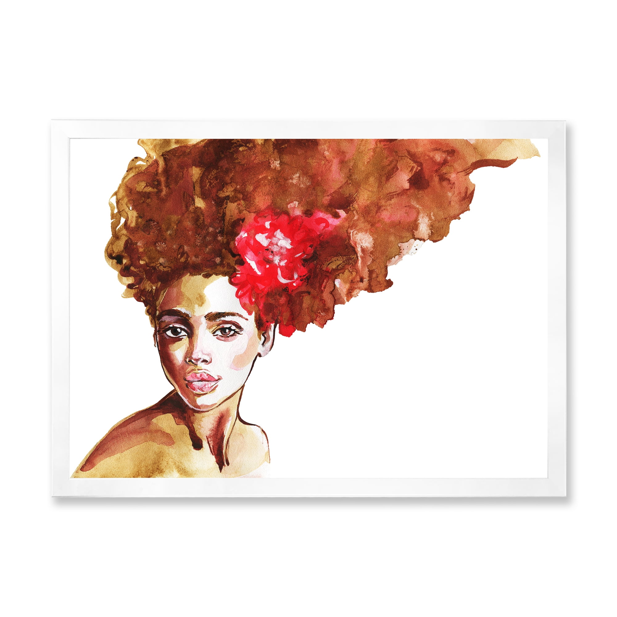 Designart 'Portrait of Young African American Woman II' Modern Framed Art Print
