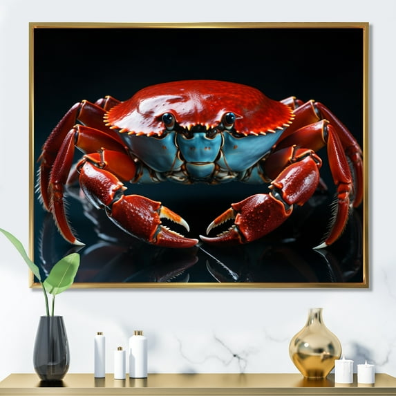 Designart "Portrait of a Crab" Animals Floater Framed Wall Art Living Room