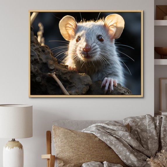 Designart "Portrait of a Cute Rodent" Animals Floater Framed Wall Art Print