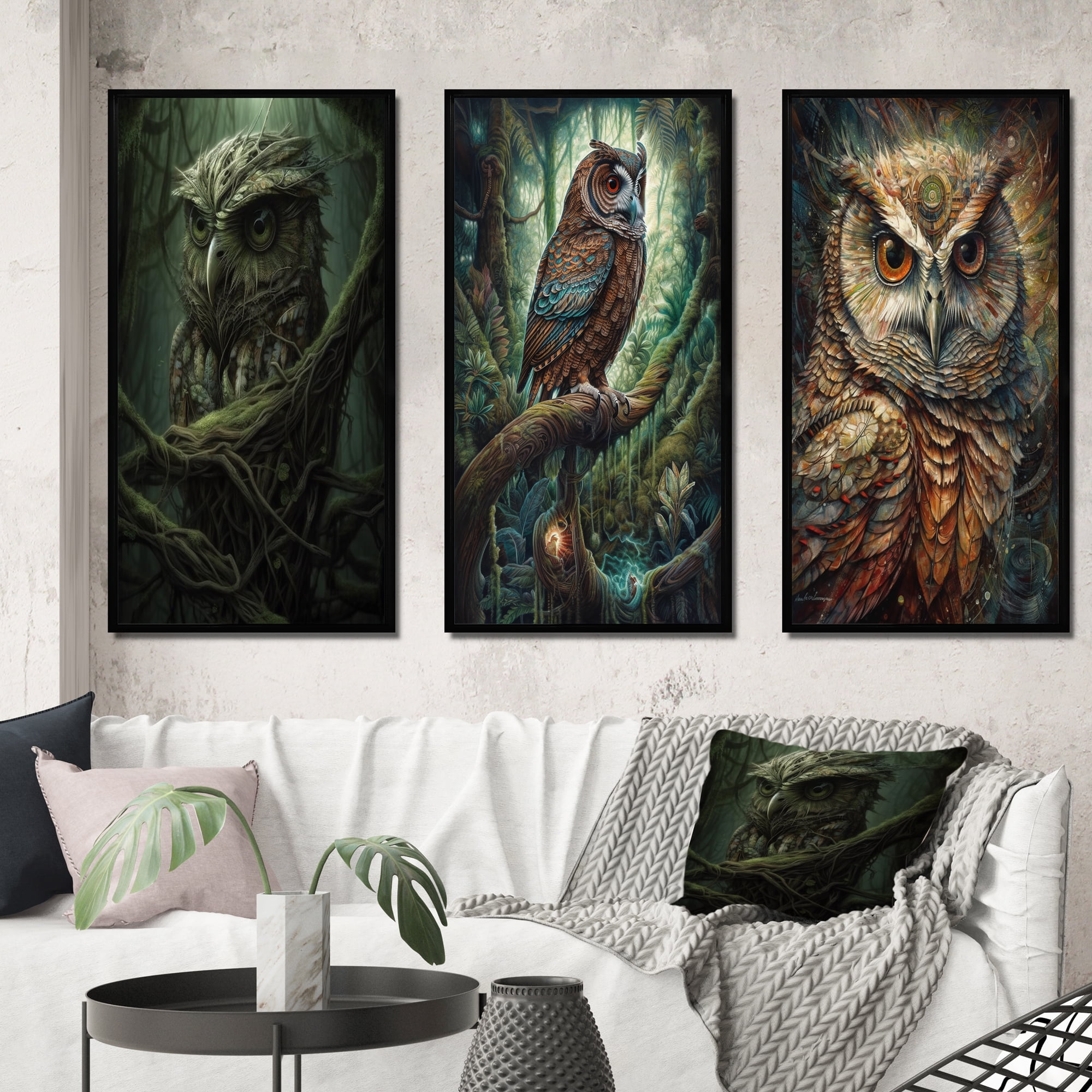 Designart "Portrait of a Wise Magical Owl I" Animals Owl Framed Wall ...