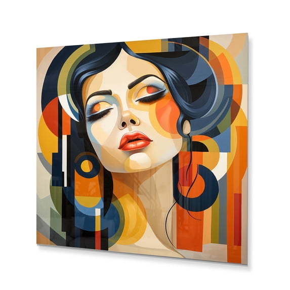 Designart "Portrait of a Woman in Art Deco Style II" Abstract Portraits Metal Art Living Room