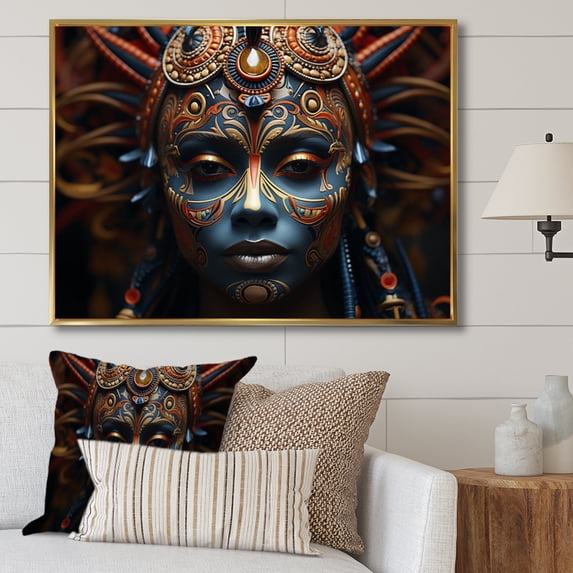 Designart "Portrait of a Woman with an African Spirit I" African American Floater Framed Canvas Wall Art
