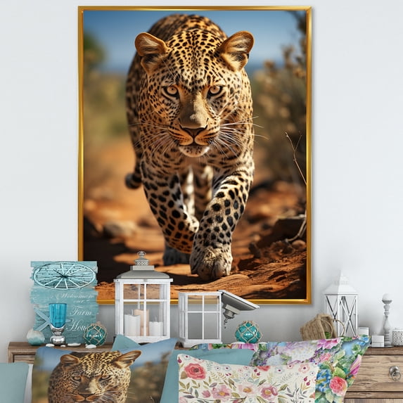 Designart "Portrait of an African Leopard I" Animals Floater Framed Canvas Print