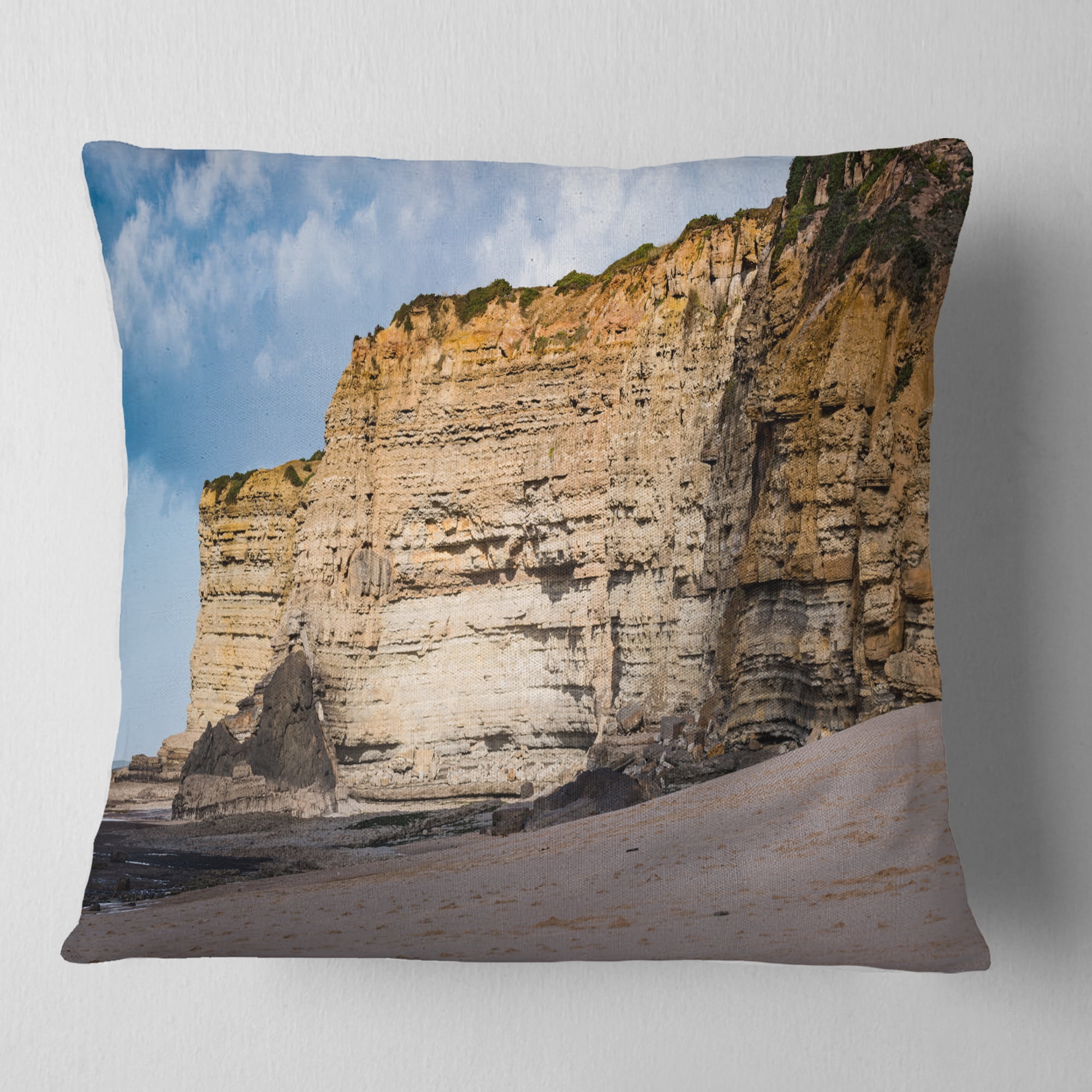 Designart Portuguese Atlantic Coast Panorama - Landscape Printed Throw Pillow - 18x18