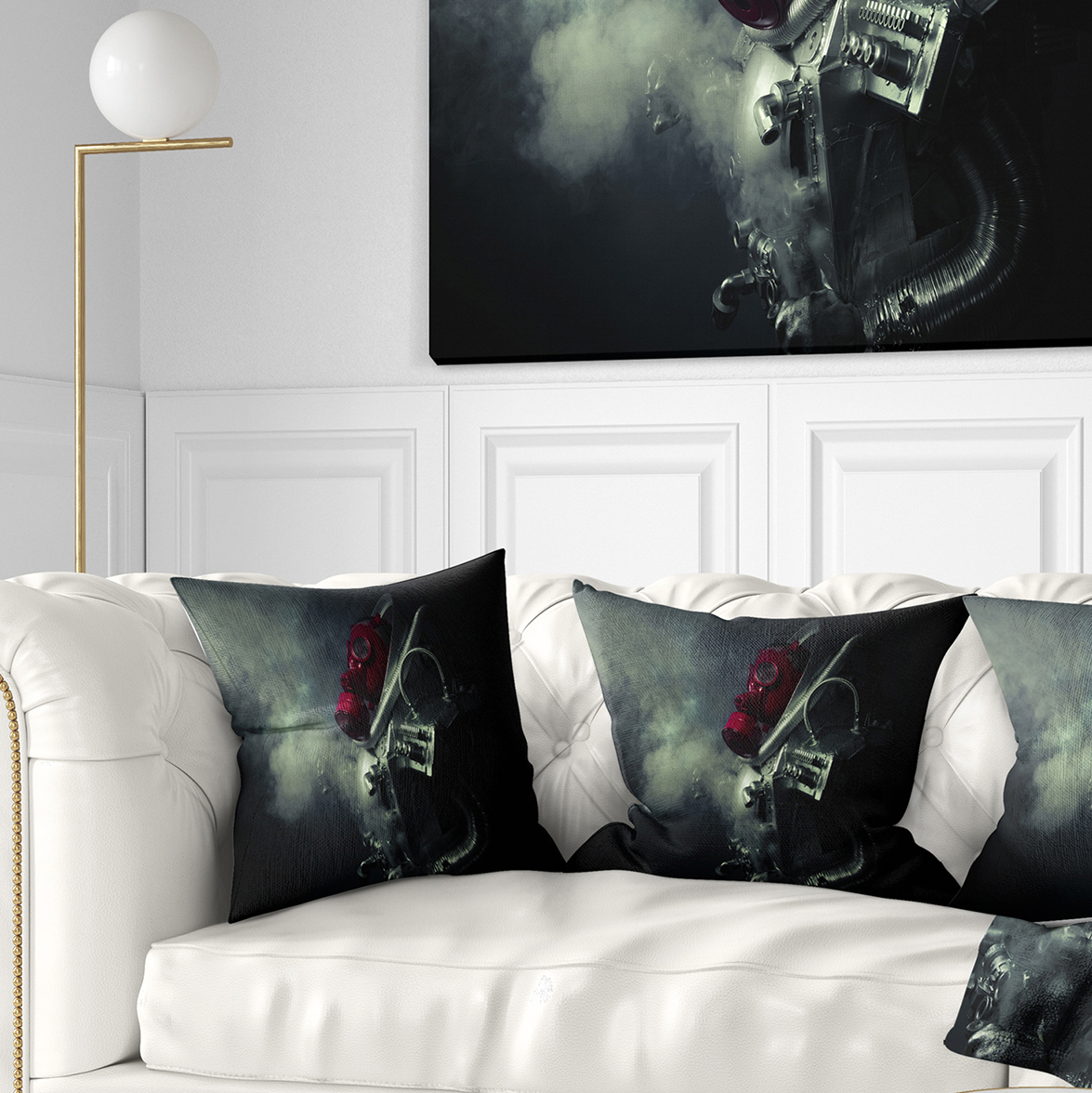 Designart Post Apocalyptic Survivor - Abstract Portrait Throw Pillow - 18x18