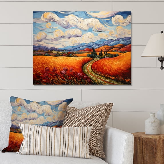 Designart "Post-Impressionist Fall Journey IV" Vangogh Metal Wall Art Prints