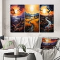 thumbnail image 1 of Designart "Post-Impressionist Golden Grain Harvest IV" Vangogh Wall Art Set Of 3 - Yellow Vangogh Canvas Set For Living Room Decor, 1 of 7