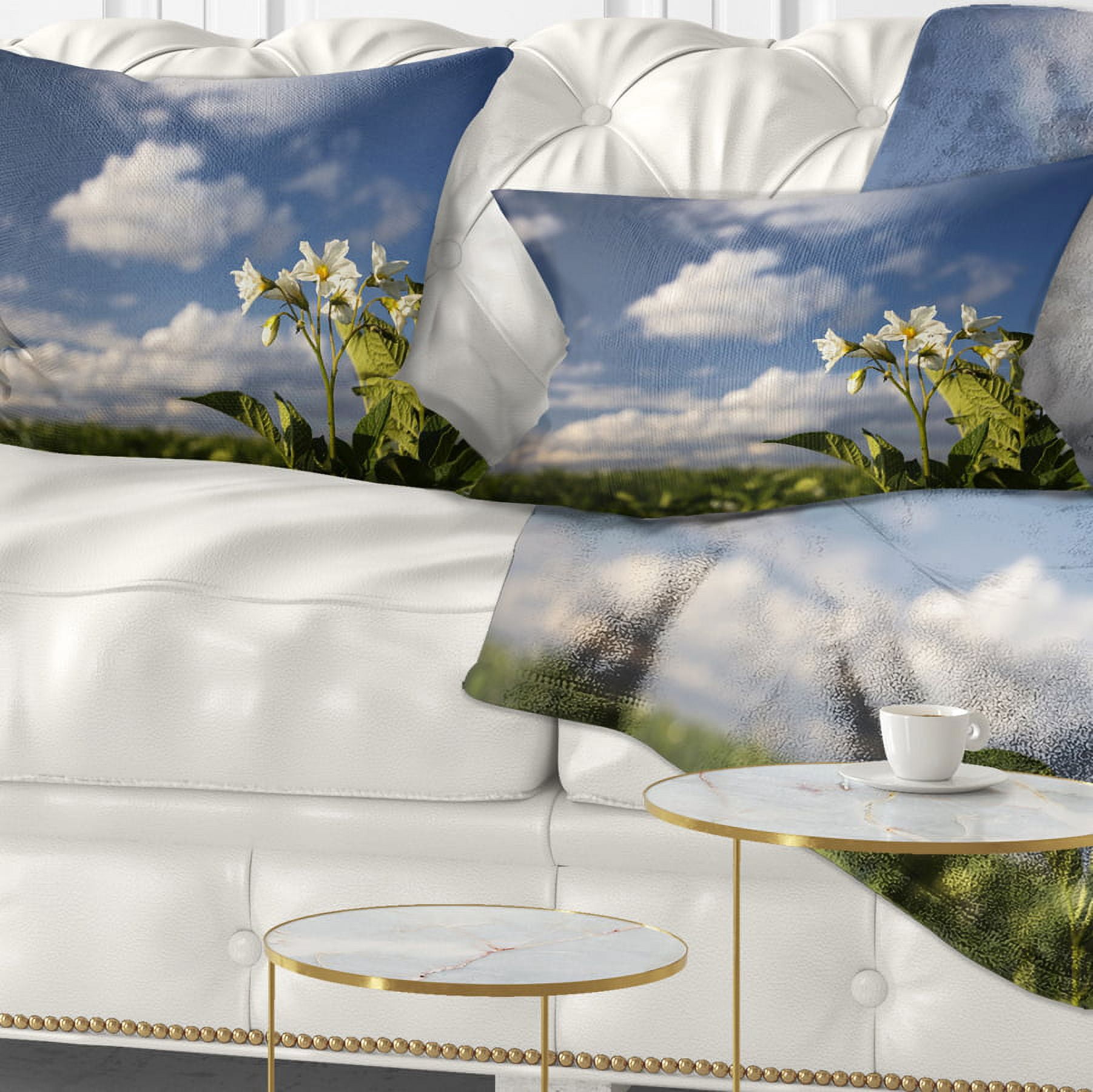 Designart Potato Plant Flowers - Landscape Printed Throw Pillow - 12x20