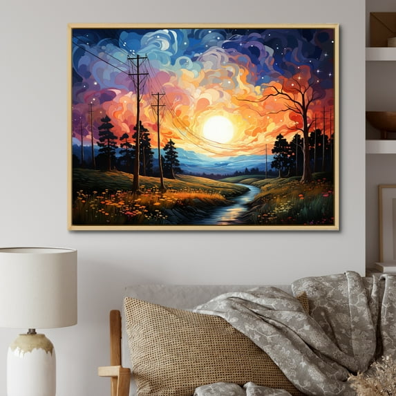 Designart "Power Lines captivate Wires II" Power Lines Floater Framed Wall Decor
