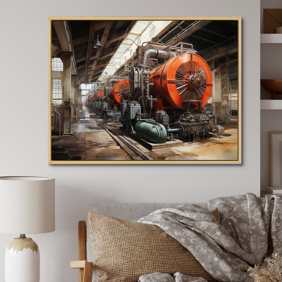 Designart "Powerful Energies Power Plants painting II" Architecture Floater Framed Canvas Print