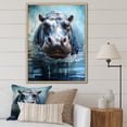 thumbnail image 1 of Designart "Powerful Hippo Waters Reflect in Grey III" Animals Framed Wall Art - Modern Grey Hippopotamus Entryway Framed Wall Art Print, 1 of 6
