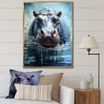 thumbnail image 1 of Designart "Powerful Hippo Waters Reflect in Grey III" Animals Framed Wall Art - Modern Grey Hippopotamus Entryway Framed Wall Art Print, 1 of 6