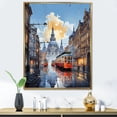 thumbnail image 1 of Designart "Prague Popart City in Coral and Grey" Cityscapes Floater Framed Canvas Wall Art, 1 of 7