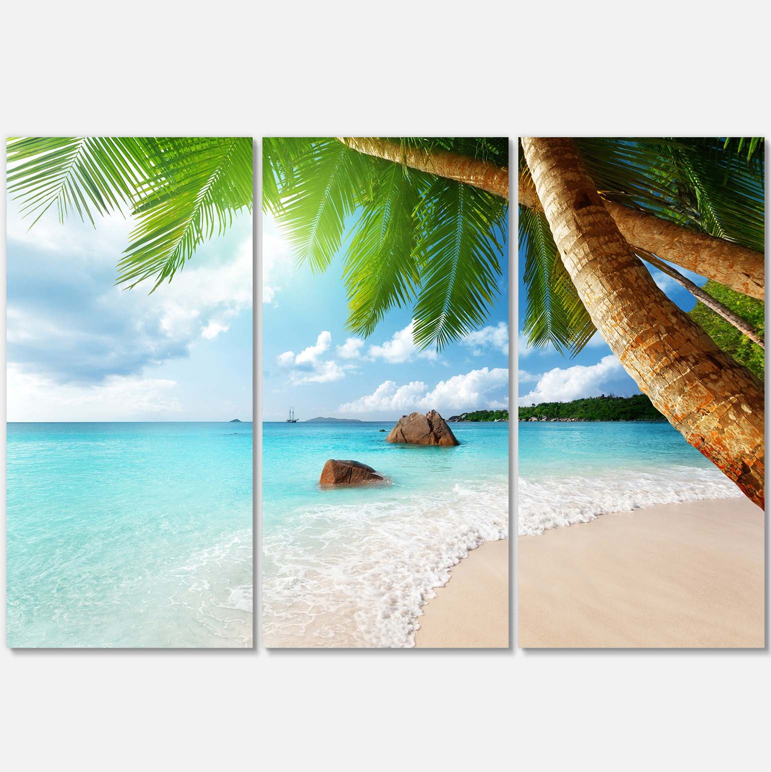 Praslin Island Seychelles Beach Coastal Canvas Print, 36"x28"