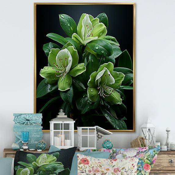 Designart "Precision In Bloom" Rhododendron Floater Framed Wall Art Prints