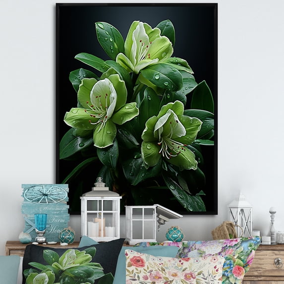 Designart "Precision In Bloom" Rhododendron Floater Framed Wall Art Prints