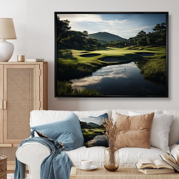 Designart "Precision on the Golf Course Mastering the Field" Sports Floater Framed Canvas Wall Art