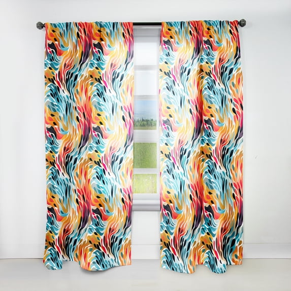 Designart "Prism Cheetah Whirl" Abstract Room Darkening Curtain Single Panel