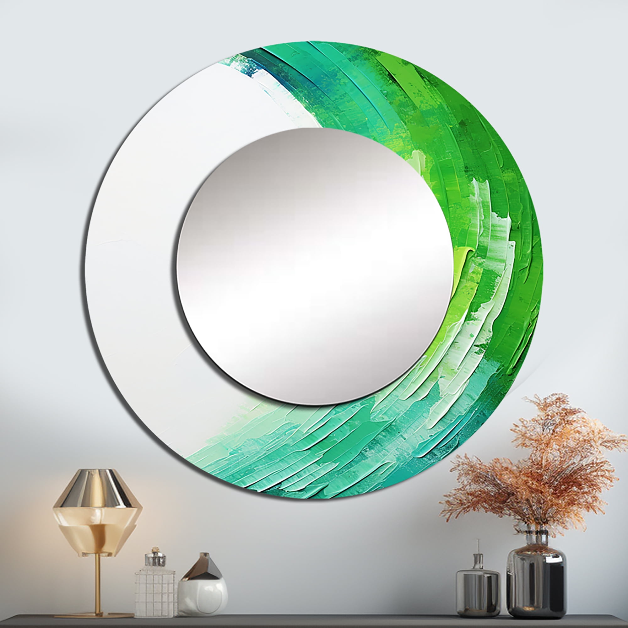 Designart "Prism Fantasy I" Rainbow Round Mirror Wall Decor Traditional ...