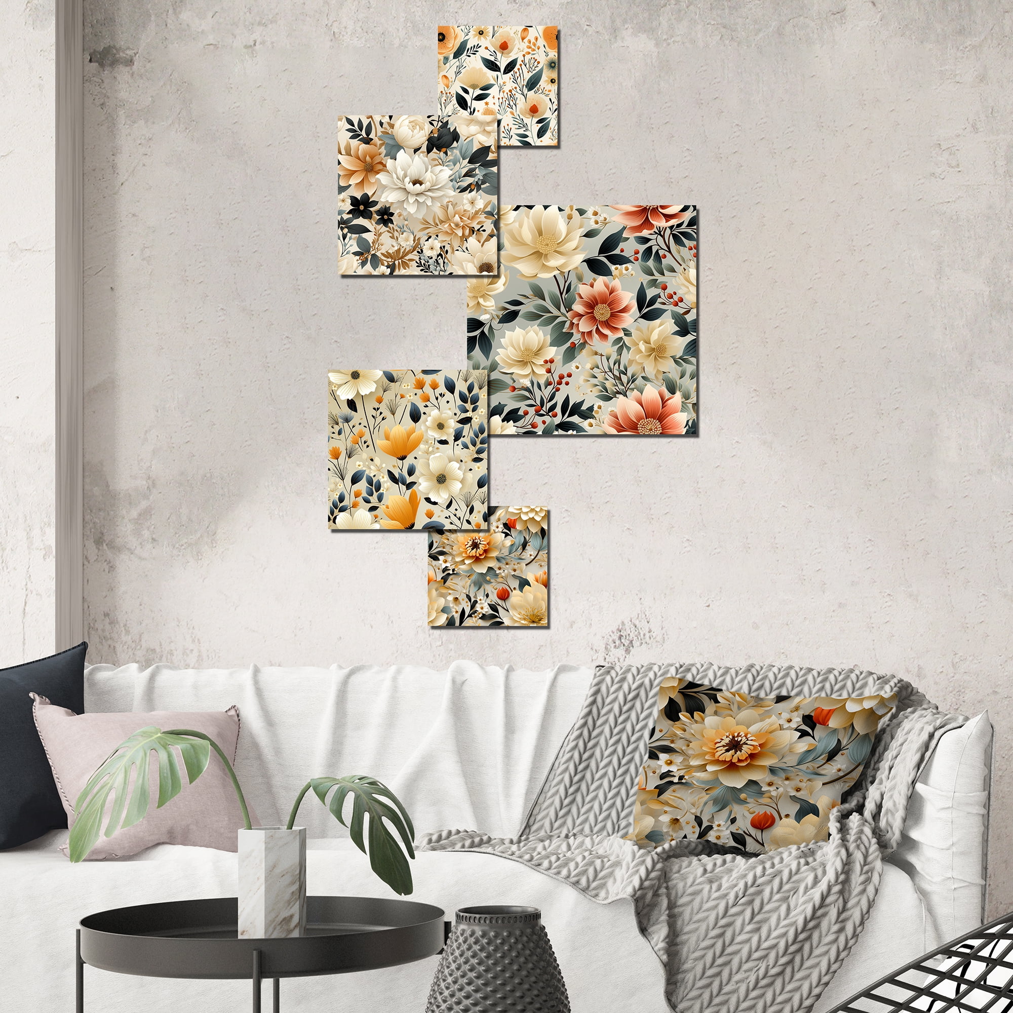 Designart "Pristine Blossoms Of Paradise" Floral Wall Art Set Of 5 ...