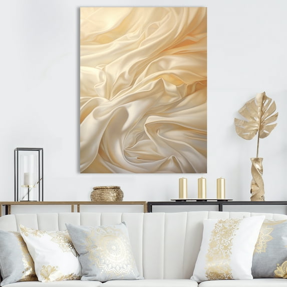 Designart "Pristine White Silk Texture" Fashion Wall Art Living Room