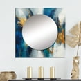 thumbnail image 1 of Designart "Profound Insight Abstract In Regal Blue And Gold IV" Abstract Painting Square Mirror Wall Decor Modern - Large Gold Square Bathroom Mirror - Square Printed Wall Mirror Art, 1 of 5