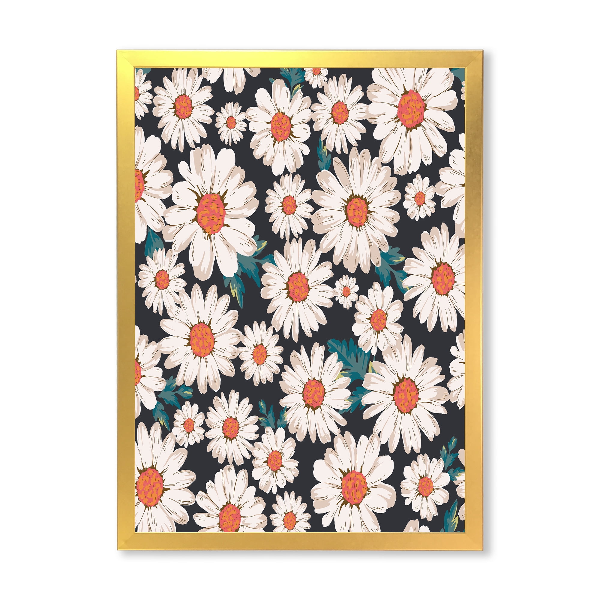 Designart 'Prolific of White Daisy Flowers' Traditional Framed Art Print