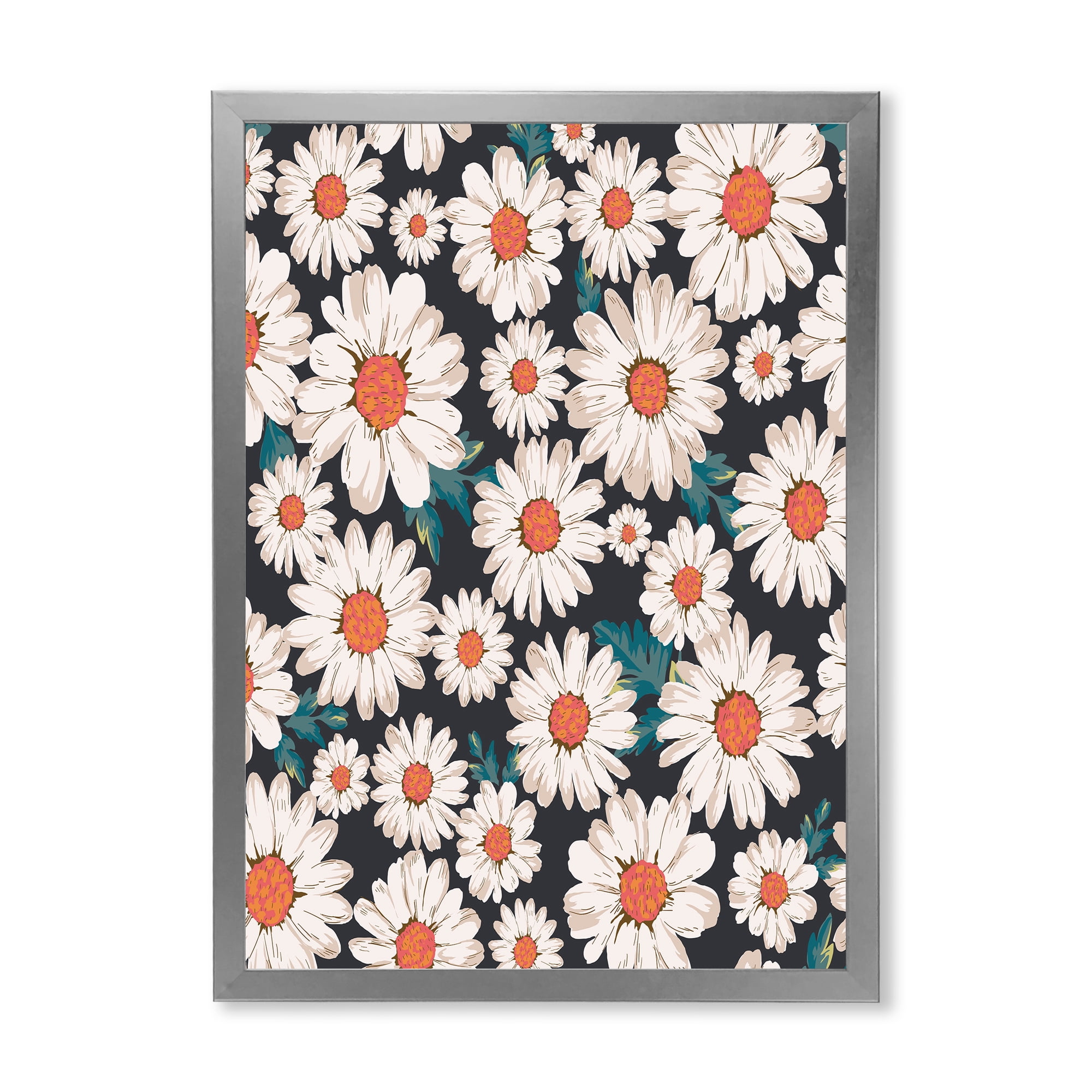 Designart 'Prolific of White Daisy Flowers' Traditional Framed Art Print
