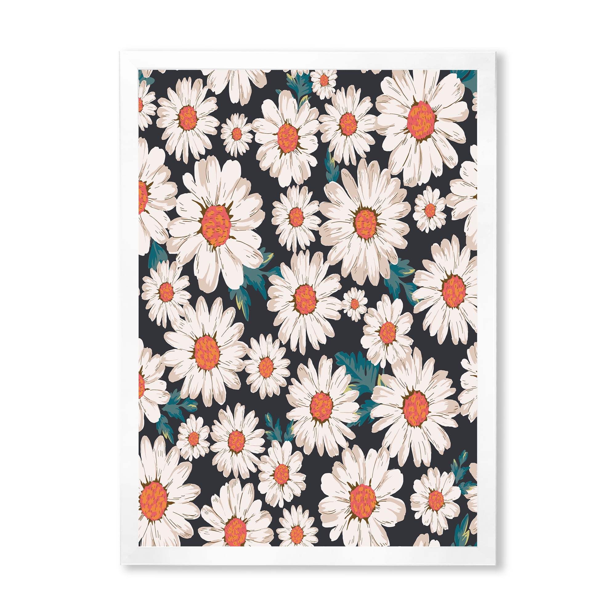 Designart 'Prolific of White Daisy Flowers' Traditional Framed Art Print