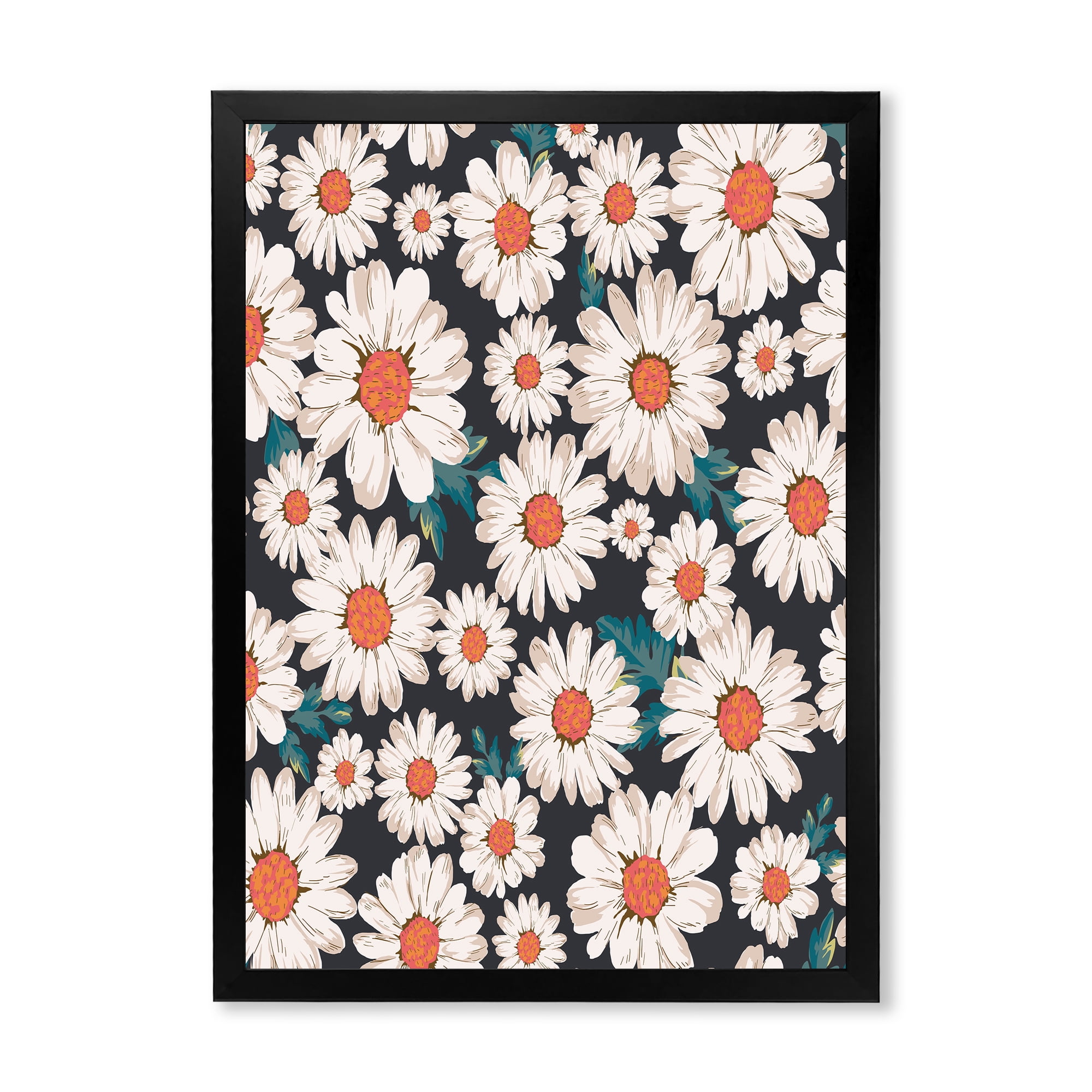 Designart 'Prolific of White Daisy Flowers' Traditional Framed Art Print