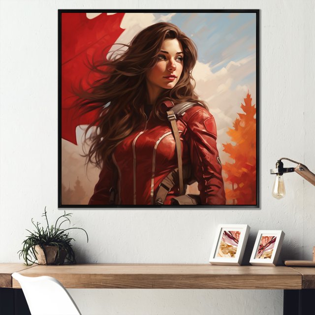 Designart "Proud Canadian Lady Portrait" Abstract Framed Wall Art
