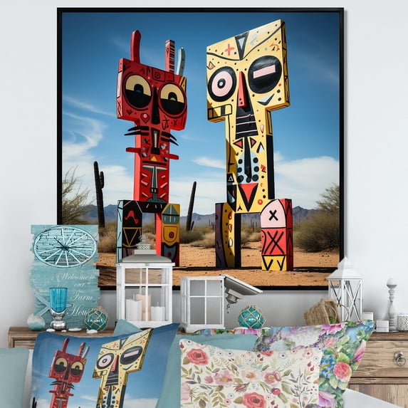 Designart "Psychedelic Statue from Mexico III" Food & Beverage Framed Wall Art - Red Fruits Entryway Framed Wall Art Print