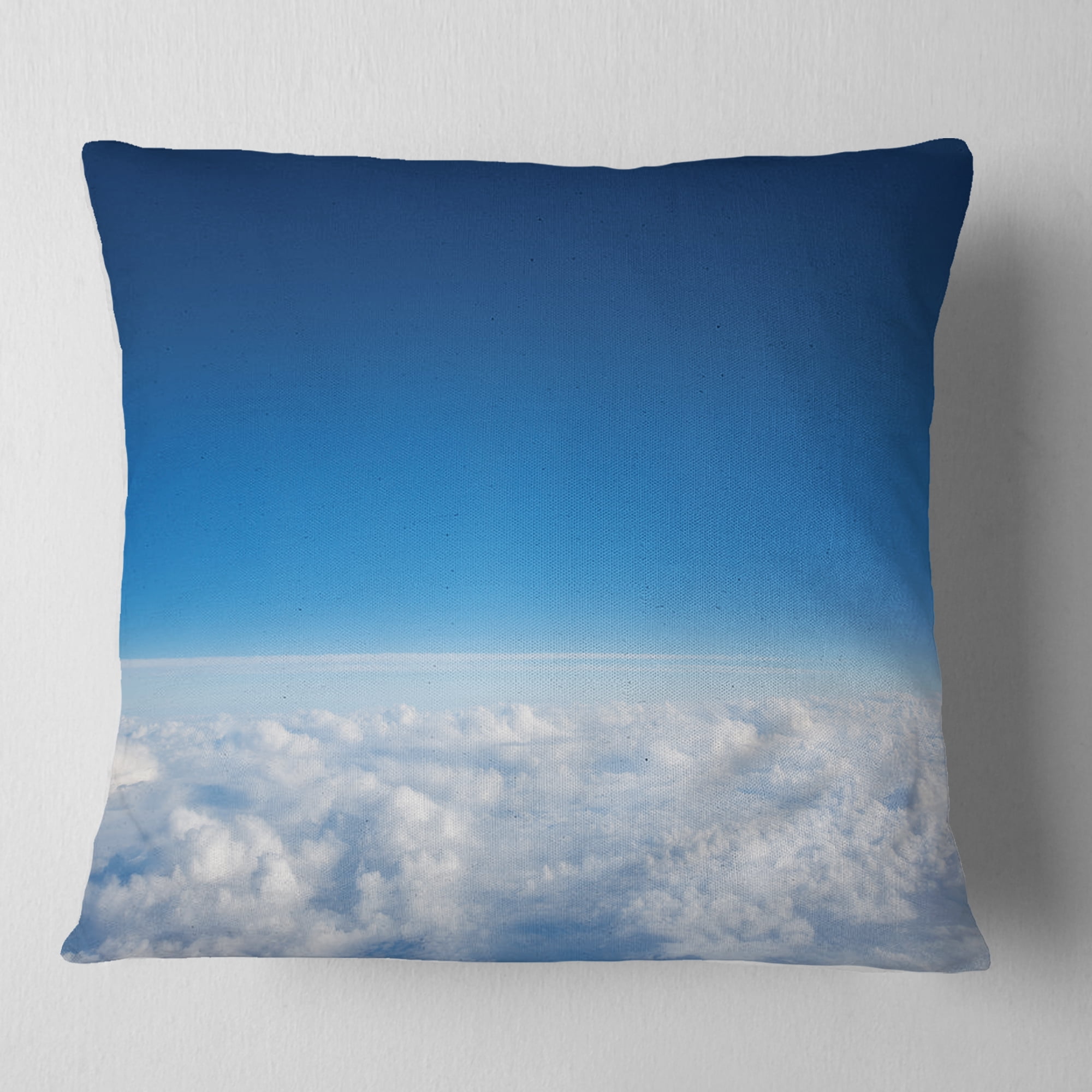 Designart Puffy Clouds above View - Landscape Printed Throw Pillow - 18x18
