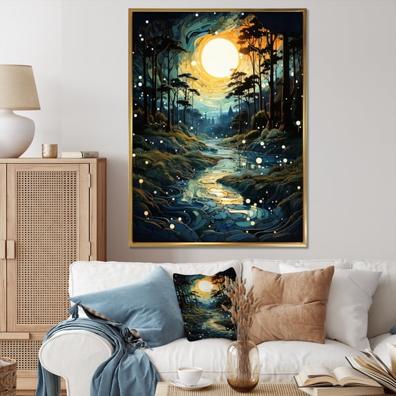 Designart "Pulse River Drip Natures art painting IV" Landscape & Nature Floater Framed Wall Art Living Room