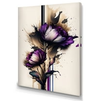 Designart Puple Peony Flower On Abstract Paint I Canvas Wall Art