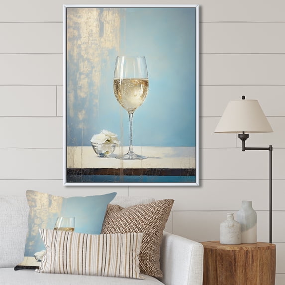 Designart "Pure Prosecco Essence" Wine Floater Framed Canvas Wall Art