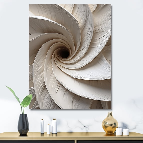 Designart "Pure White Pottery Spirals" Abstract Spirals Canvas Art Print