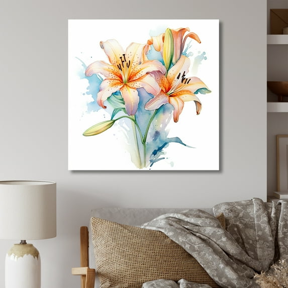 Designart "Purity In Watercolor: Elegant Lilies II" Lilies Wall Art Prints