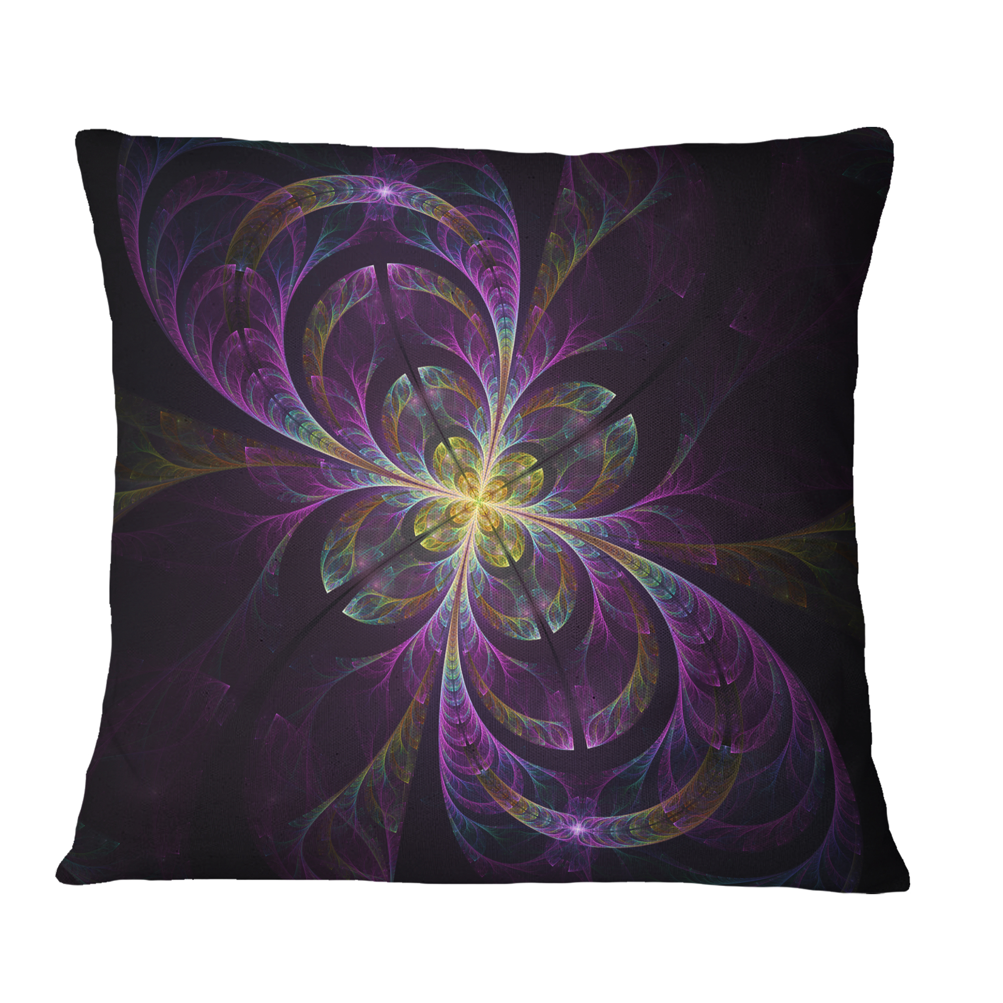 Designart Purple Abstract Floral Shapes - Floral Throw Pillow - 16x16