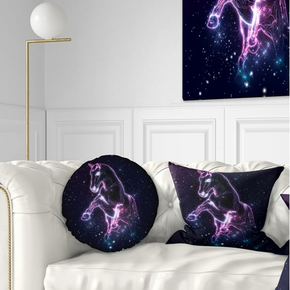 Designart Purple Abstract Horse - Animal Throw Pillow - 12x20