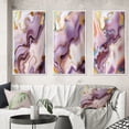 thumbnail image 1 of Designart "Purple Abstractions Gold and Purple" Abstract Shapes Framed Wall Art Set Of 3 - Gold Transitional Frame Gallery Wall Set For Home Decor, 1 of 6